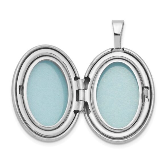 925 Sterling Silver Pink Enamel Ribbon 19mm Oval Locket Cancer Awareness Pendant - Picture 5 of 5